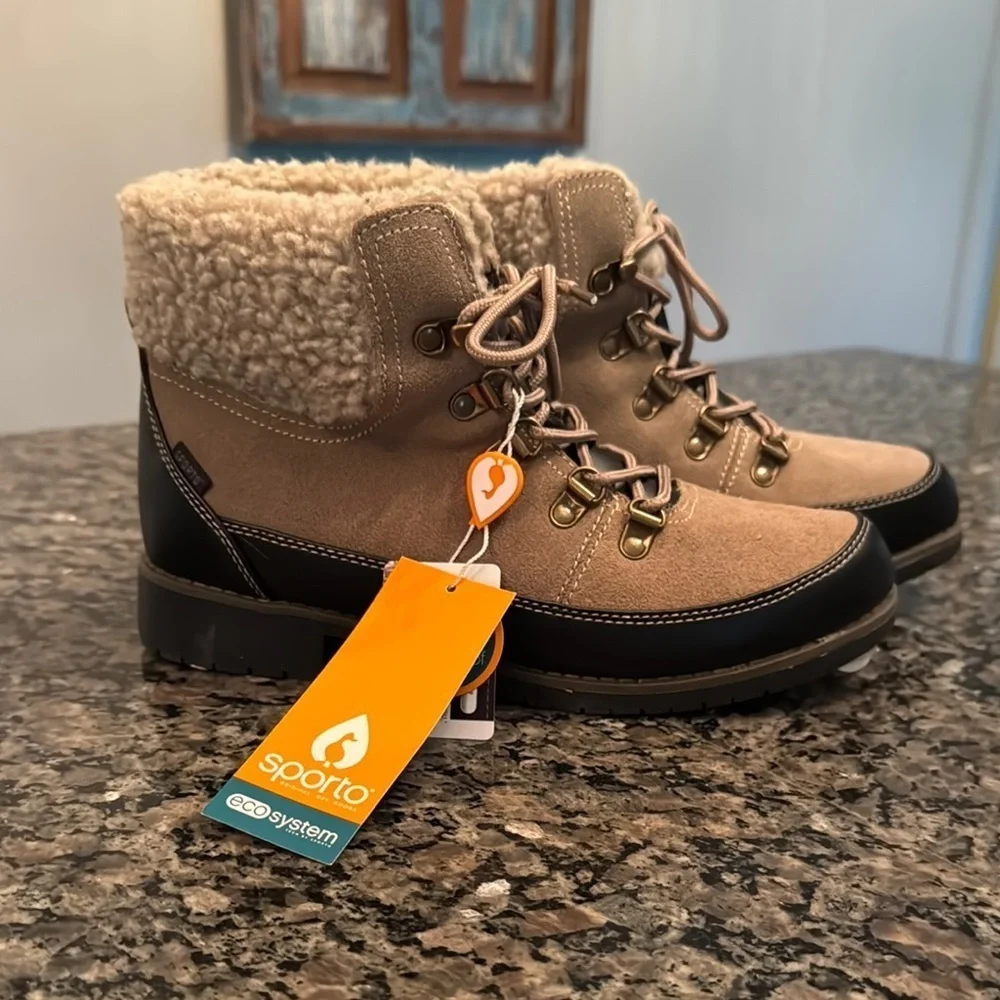 Sporto Darla Beige and Black Eco Winter Boots
